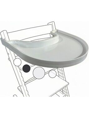Adjustable High Chair Tray - Gray Suction Surface, Snap-On, BPA Free, No Baby